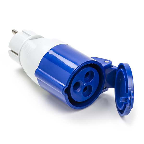 NWP Adapter CEE-stekker 230 V 16 A naar Schuko koppeling - 3 x 2,5 mm² rubberen slang - IP44 - voor camping, caravan, boot, markten, buiten NWP Adapter CEE-stekker 230 V 16 A naar Schuko koppeling - 3 x 2,5 mm² rubberen slang - IP44 - voor camping, caravan, boot, markten, buiten